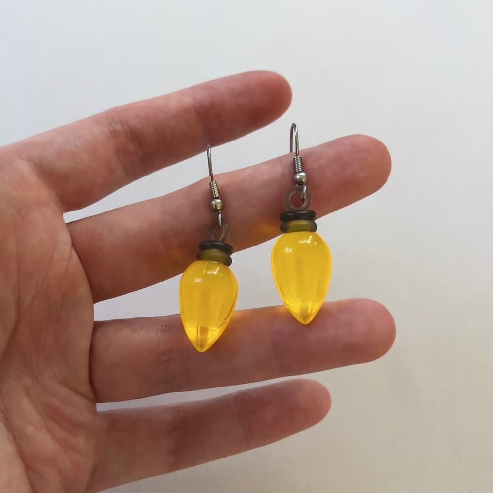 Yellow Christmas Light Earrings Holiday Jewelry